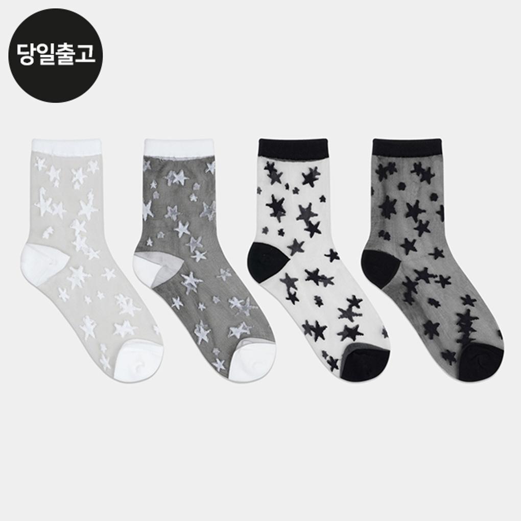 

PG Women s/Student Star Sheer Mid-Calf Socks (3-Pair) Set Daily Student Mesh Socks