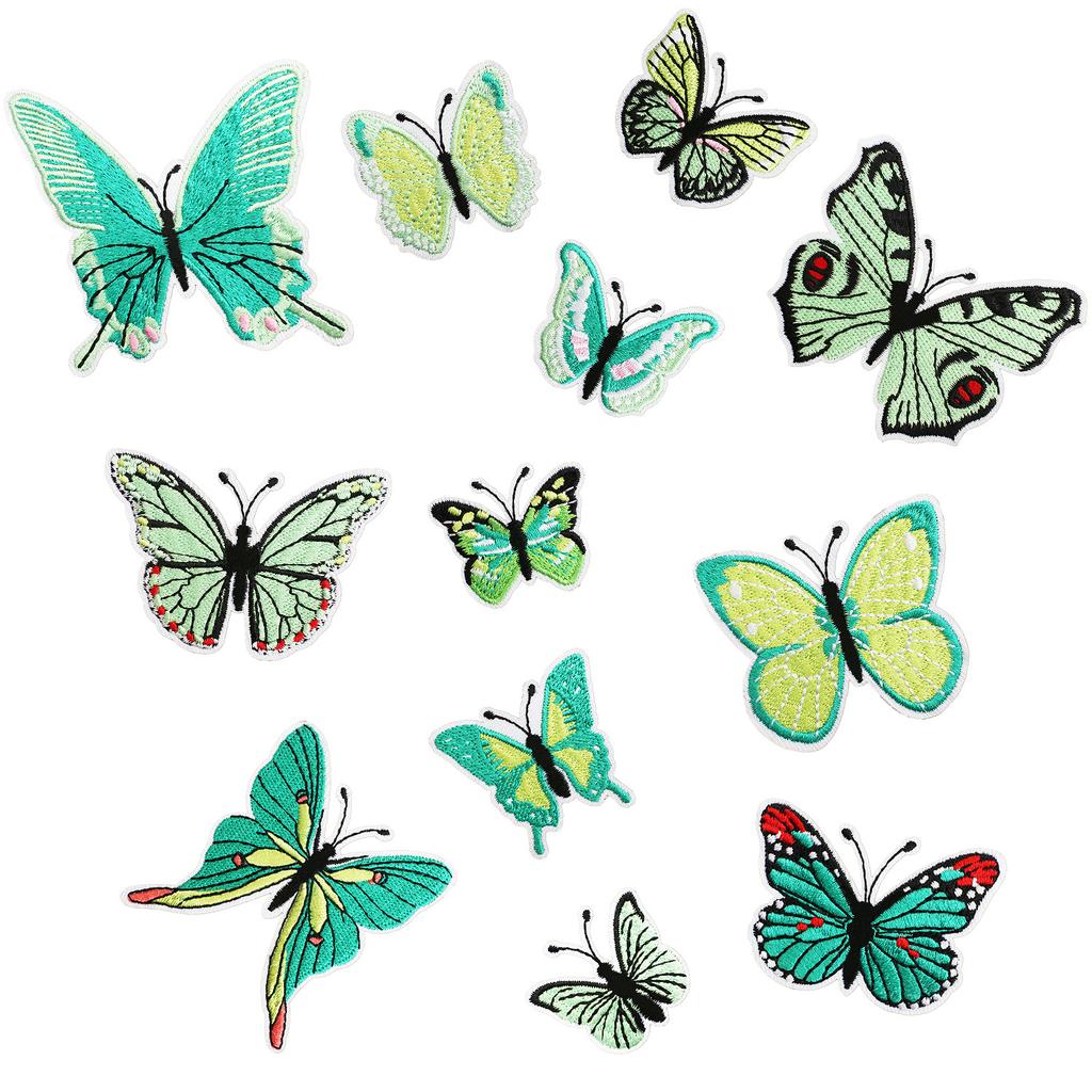 Butterfly World Embroidery Cloth Sticker Colored Flower Butterfly Computer Embroidery Label Clothes Decorative Patch Sticker Blue Butterfly