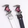 Pink Heart Y2K Waist Belt - Women's Retro Ethnic Peach Heart Leather Belt