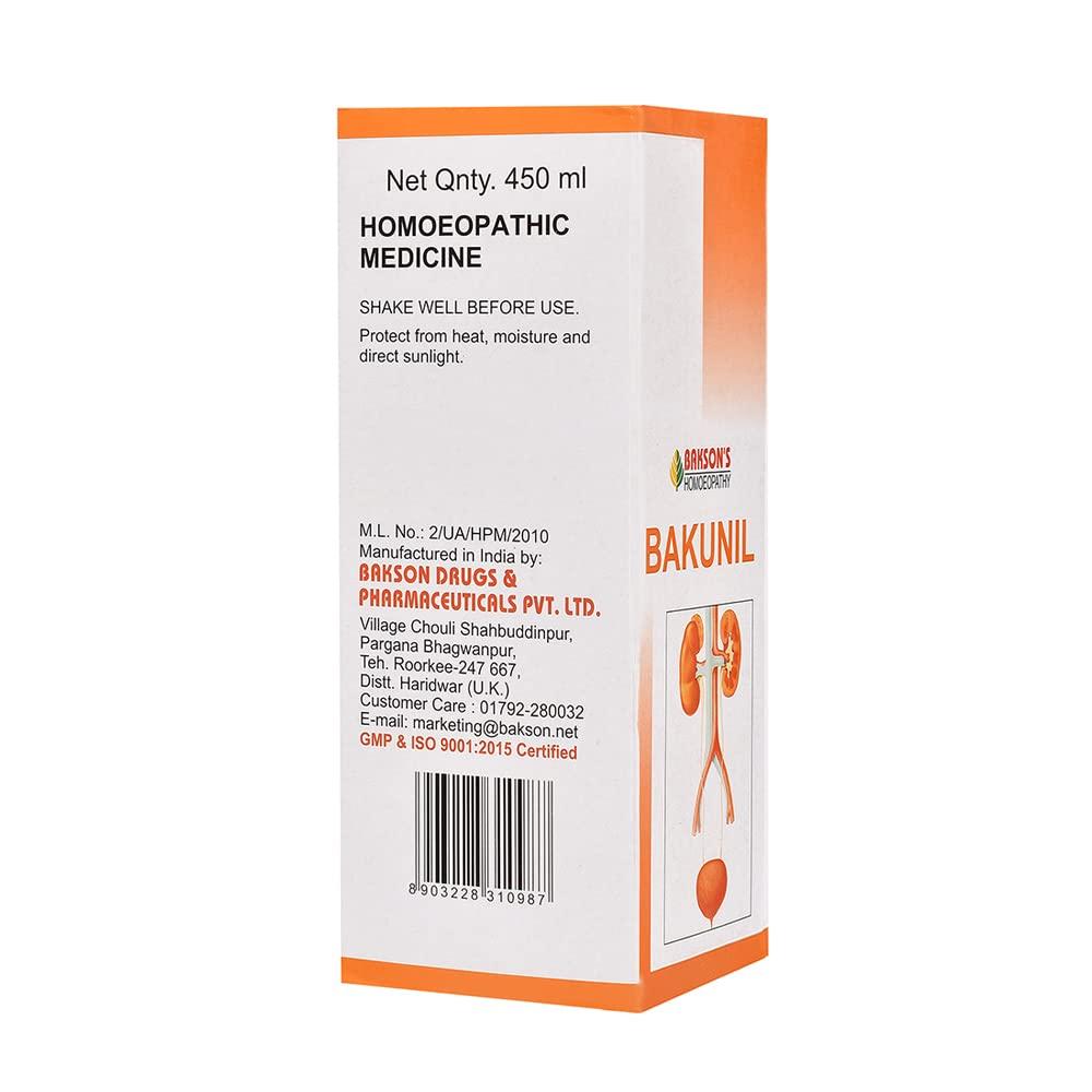 Bakson 's Bakunil Homeopathy Syrup 450ml Pack – Gentle Urinary Wellness Support for Adults & Children
