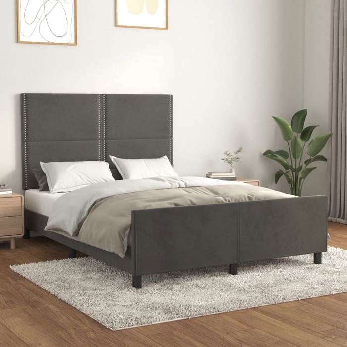 VidaXL Cadre de lit avec tête de lit Gris foncé 140x190 cm Velours3125691