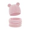 Reversible Infant Winter Hat Neck Warmer Combo Stretchy Cotton Blend 2 in 1 Baby Beanies Scarf Set for 8 to 36 Month Olds