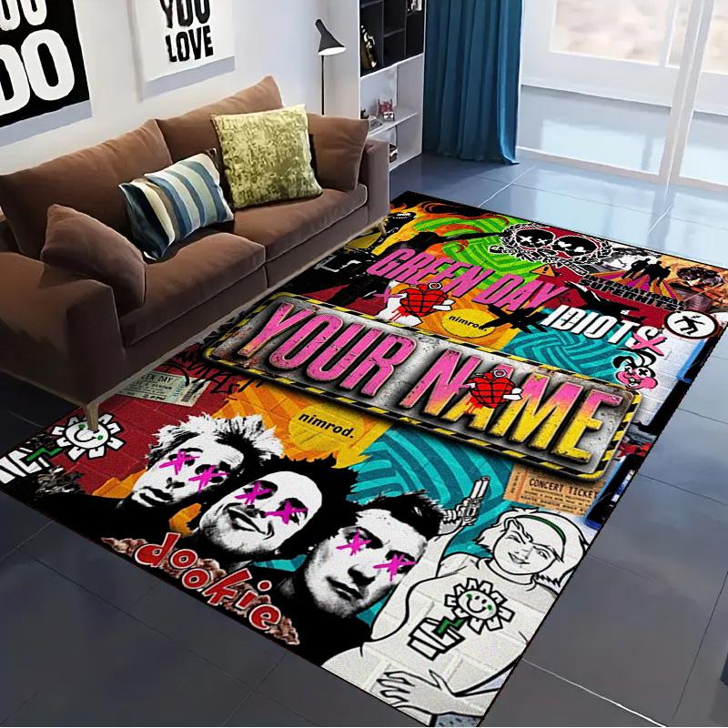 Name Custom Band Green Day Carpet Rug for Living Room Bedroom Home Sofa Decoration,Kids play Non-slip Floor Mat