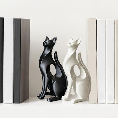 Yousheng 3D Printed Cat Figurine, Modern Geometric Cat Sculpture, Minimalist Art Decor for Entryway Desk Shelf, Cat Lover Home Gift