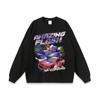 Vintage Washed Loose Fit Cotton T-Shirt With Racing Print Unisex Streetwear Crew Neck Short Sleeve