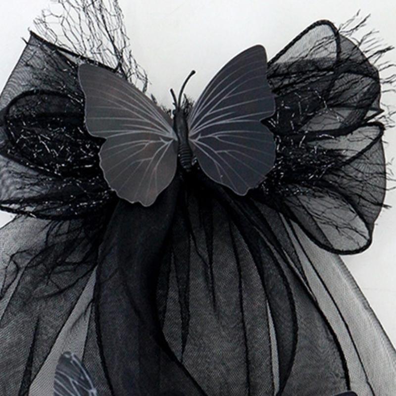 Lace Bowknot Veil Hair Clip For Girls Party Hair Accessory Comfortable Cosplay Engagement Headpiece Photo Props
