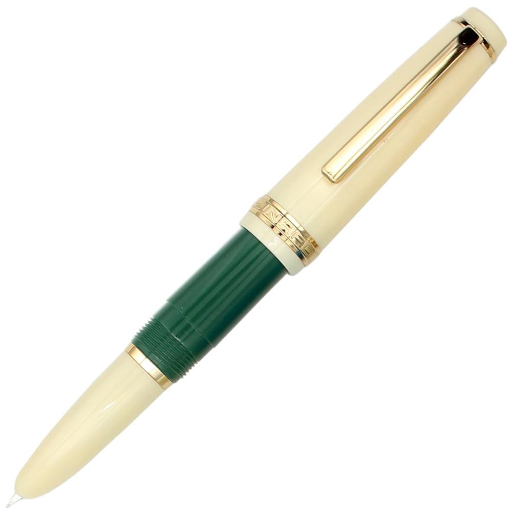 Gullor Mini Fountain Pen with Gold Acrylic Pocket Hidden Extra Fine Nib Trim, Pen, Green, (0.38mm)