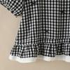 ZANZEA Dames Casual Blouse met Ruitjesprint, Ronde Hals en Korte Mouwen