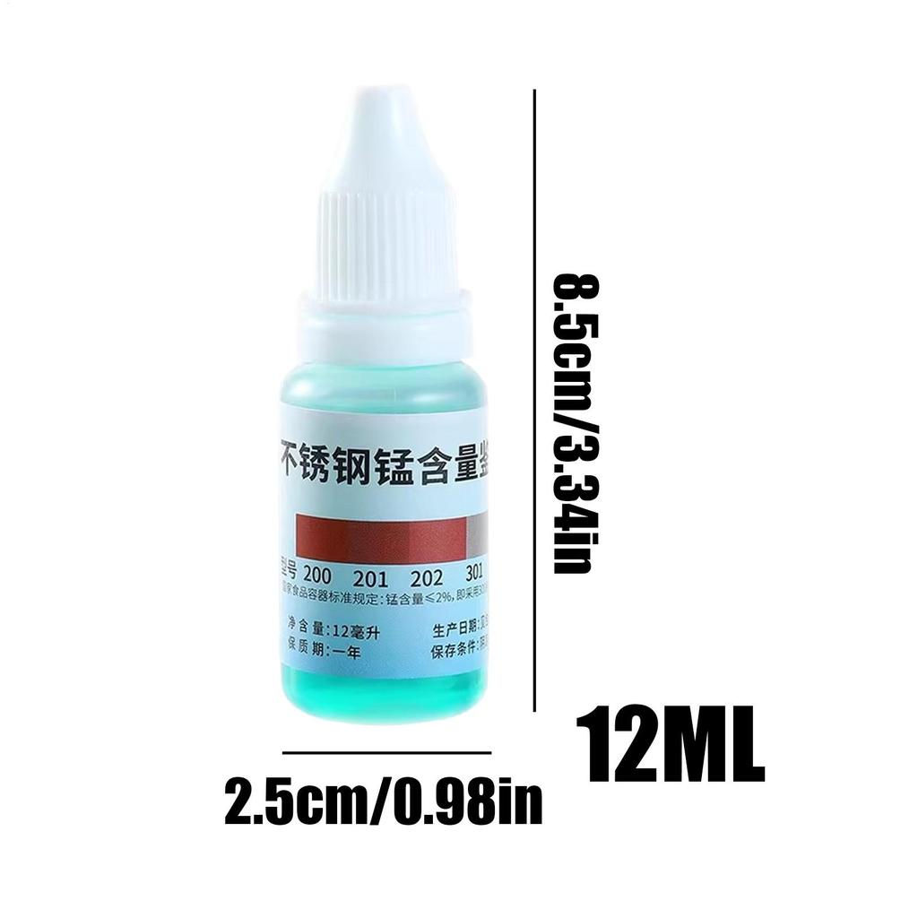 12ml Stainless Steel Test Reagent Analysis Rapid Liquid Tableware Testing Agent For Laboratory Home Cookware Cutlery Industrial