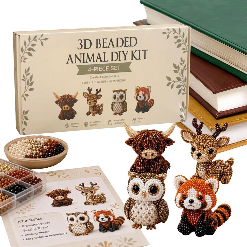 Mini 3D Beaded Animal Kit Handmade Beadwork Art Craft Set with Instructions Creative Jewelry Art Craft Kit for Adults Beginners