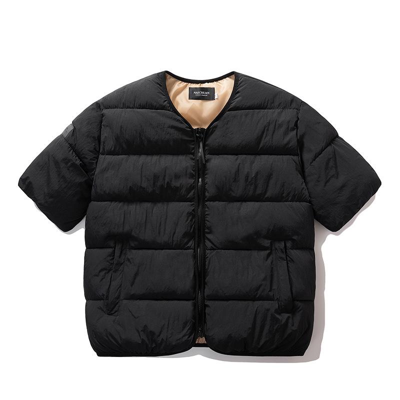 

Korean Fashion Vests Warm Men Women Half Sleeved Vest Jackets Winter Fashion Couple Cotton-Padded Vest Coats Warm Waistcoats XS чорний