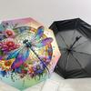 1PC Dragonfly FlowersAutomatic Open/Close Umbrella with Windproof, 8-Rib Sturdy Canopy, Durable Ribs, Fashionable Design, Outdoor Accessory, Fun Prin,