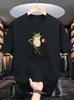 Unisex O Neck Tee Funny Coffee Frog With Slogan Text Print Cotton Short Sleeve Loose Summer Breathable Daily Casual Basic Wear Top