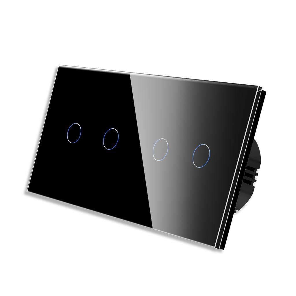 Bingoelec 4 Gang Tuya Smart Switch in Wall Switches Touch Switch Glass 2 Frame 2+2 Gang Alexa and Google Home