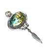 Handmade Abalone Shell Pendant with Feather Charm in 925 Sterling Silver – Perfect Christmas, New Year, or Holiday Gift for Her