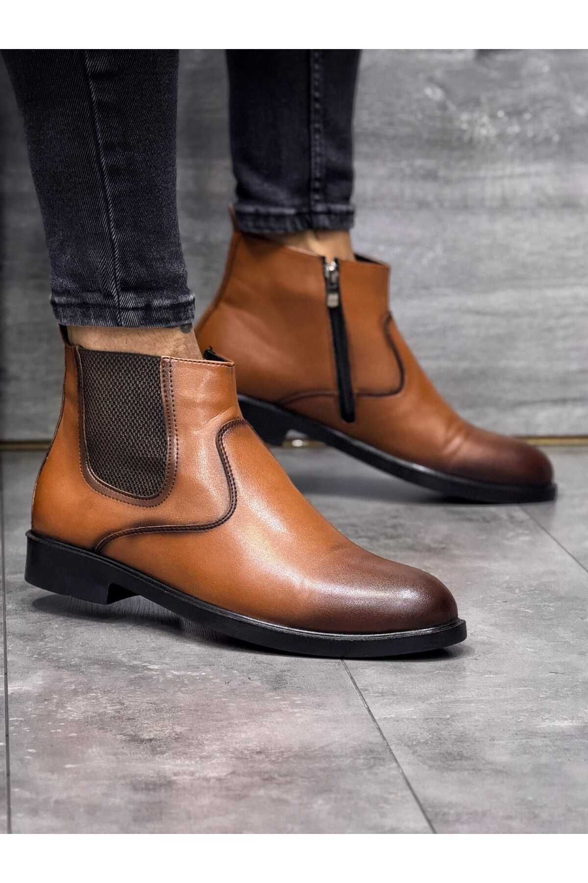 

Мужские модные ботинки на плоском каблуке, коричневые резиновые кожаные ортопедические повседневные стильные удобные ботинки с деталями 40