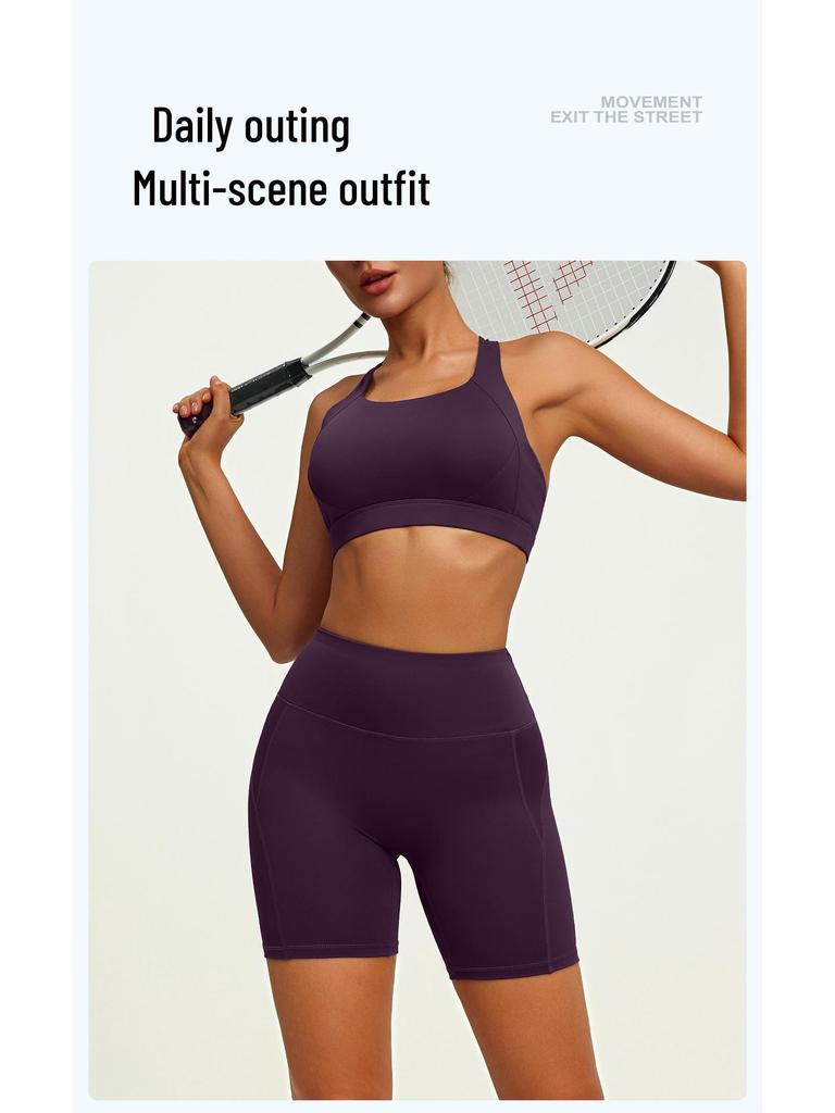 Women's High-Waisted Double-Sided Nylon Yoga Shorts with Tummy Control and Peach-Lift