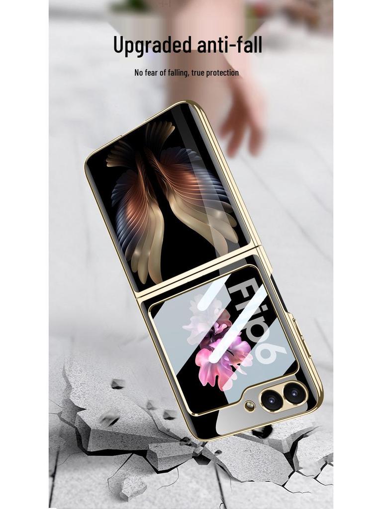Samsung Z Flip 6 Foldable Screen Phone Case with Unique Painted Design and Mechanical Flip Glass Cover
