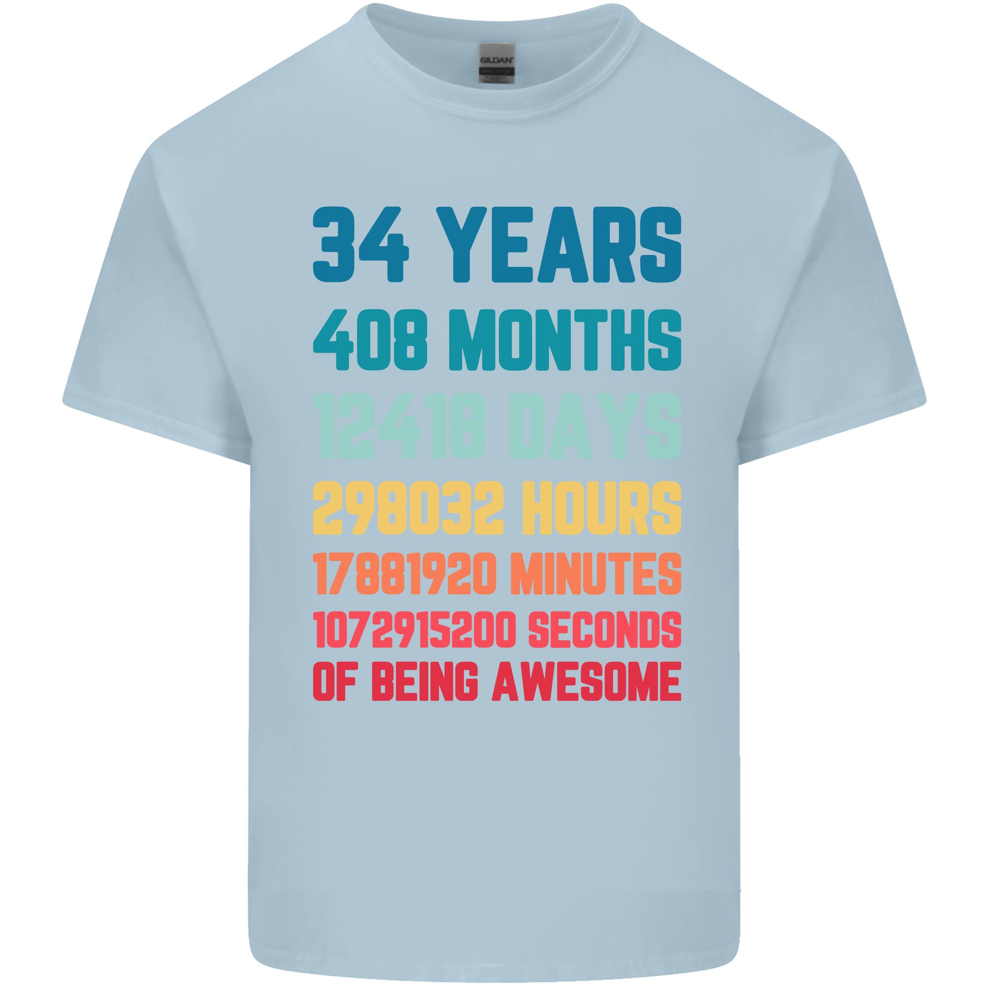 34th Birthday 34 Year Old Unisexs Light Cotton TShirt S