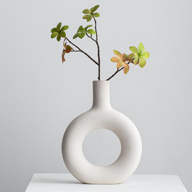 Nordic White Unglazed Ceramic Vase - Desktop Decorative Ornament