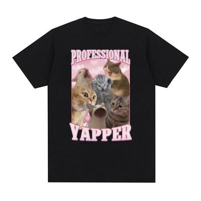 Professional Yapper Funny Tshirt Cute Screaming Cat Meme Graphic T-shirts Men Women Fashion Vintage Oversized T Shirt Streetwear