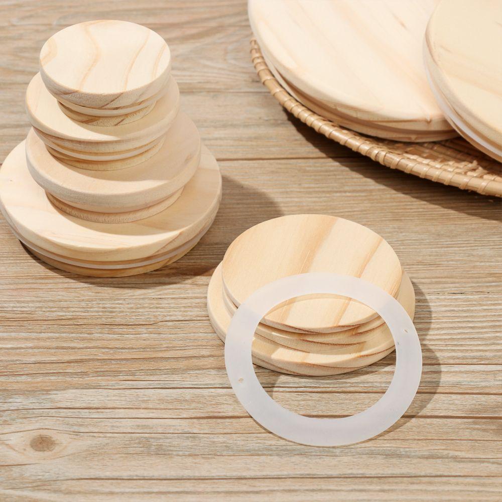 Wooden Canning Storage Mason Jar Lid Kitchen Organization Bottle Sealing Caps Wide Mouth Cover Wood Lids Reusable