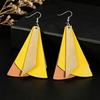 Elegant Double-layer Long Triangle Leather Tassel Earrings with Alloy Hooks