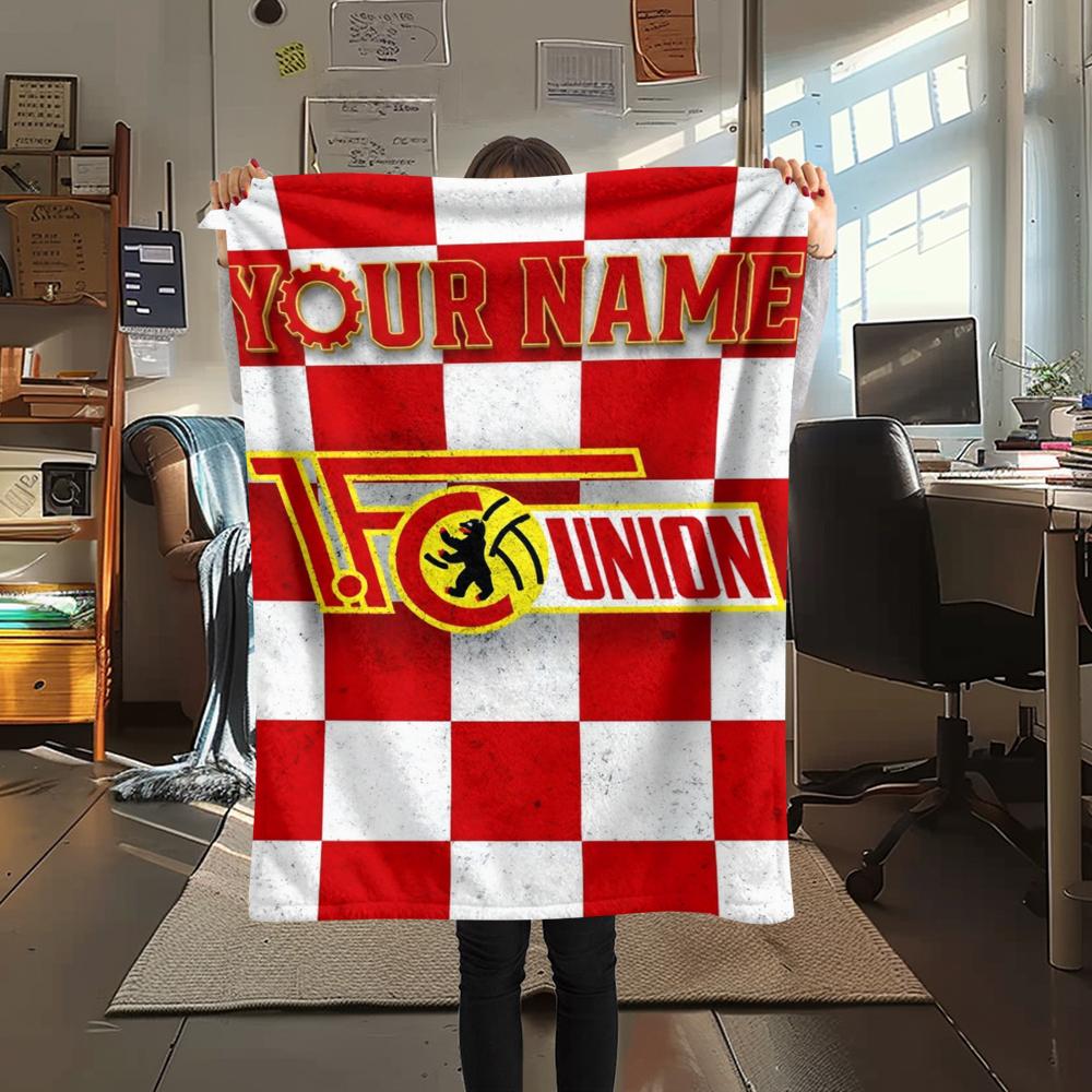 1PC Custom Name 1. FC Union Berlin Patterned Flannel Blanket Suitable For All Seasons for Home Decor Warmth and Comfort Gifts Holiday Present_xia