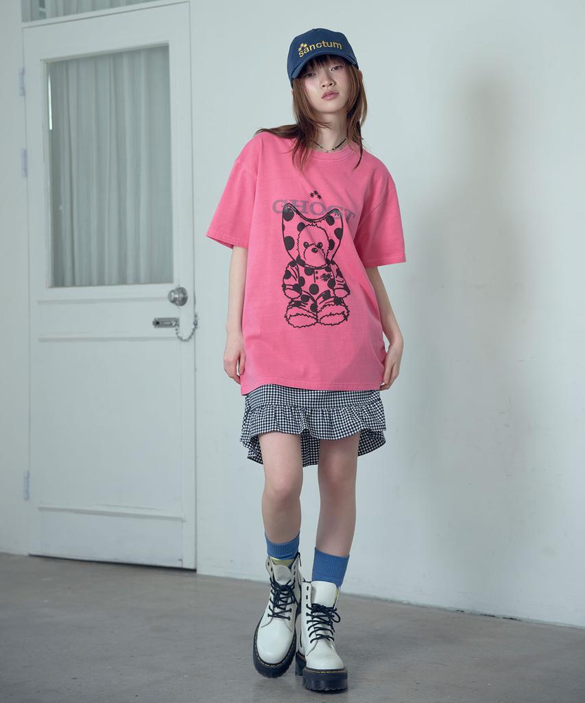 NICEGHOSTCLUB Devil Bear Doll Pigment Dyed Tee_Pink(Ng2Gmut509A)