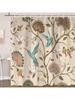 Boho Blumen Duschvorhang, Frühling Einzigartig Vintage Braun Pflanze und Vogel Türkis Kolibri, Polyester Stoff Badezimmer Dekor Set mit
