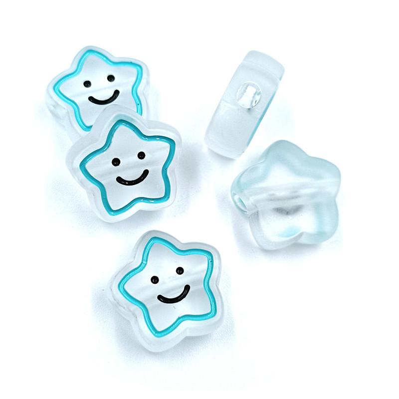 5 Stück Acrylperlen in Bonbonfarben, lächelnder Stern, für die Schmuckherstellung, DIY-Halsketten, Armbänder, lose Abstandsperlen, Zuckerguss, handgefertigte Accessoires
