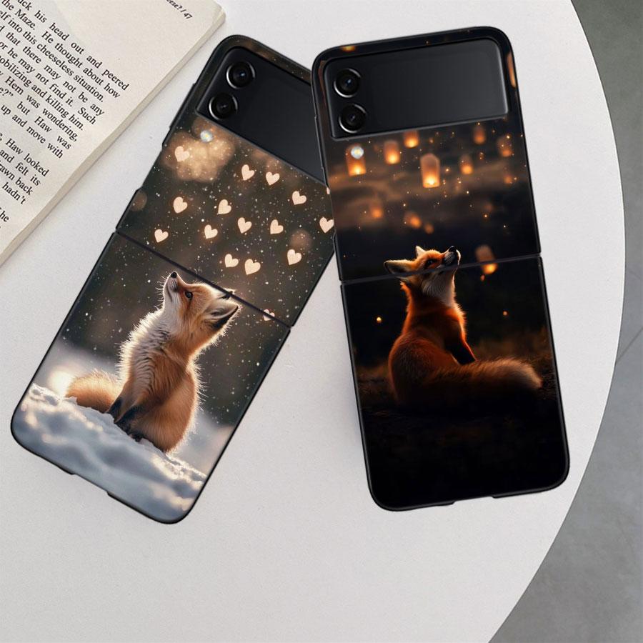 Red Fox Vulpes Phone Case For Samsung Z Flip 7 6 5G Galaxy Z Flip 5 4 3 Black Hard Cell Cover Luxury PC Shell Coque