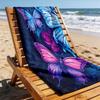1Pc Retro Butterfly Floral Microfiber Beach Towel, Sand-Free & Lightweight. Portable Unisex Towel For Pool, Surfing And Fitness