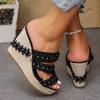 Large-Size Wedge Sandals for Women – Summer New Height-Increasing Platform Floral Thick Sole Slide Sandals