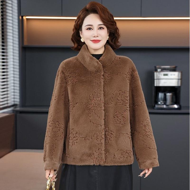 

Норковая куртка осенне-зимняя одежда новая меховая короткая меховая интегрированная женская большая одежда 5XL [Recommended 150-80 kg]