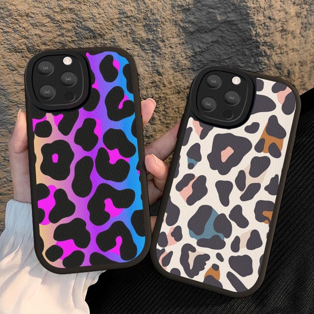 Leopard Print Phone Case Hard Leather For IPhone 16 15 14 13 12 Mini 11 14 Pro Max Xs X Xr 7 8 Plus Fundas