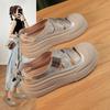 In summer, the new thick-soled heightening baotou sandals for women are hollowed out and breathable, and Roman weaving is popular.