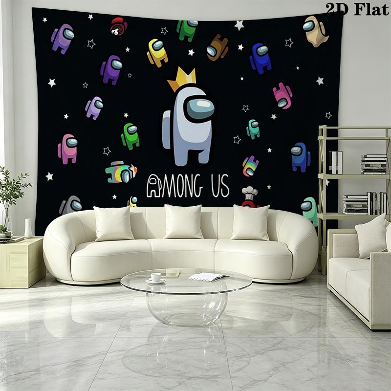 Among Us Wall Tapestry Aesthetic Wall Hanging Printed Fabric Blanket Decorative Tapestries for Bedroom Living Room Home Decor