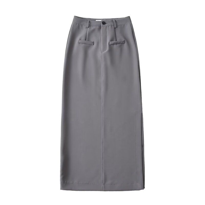 

Модный стиль Лето Новое поступление Модный трендовый Женский со средней посадкой Всесочетаемый Приталенный силуэт Всесочетаемая Юбка с боковым разрезом и облегающая бедра Grey M