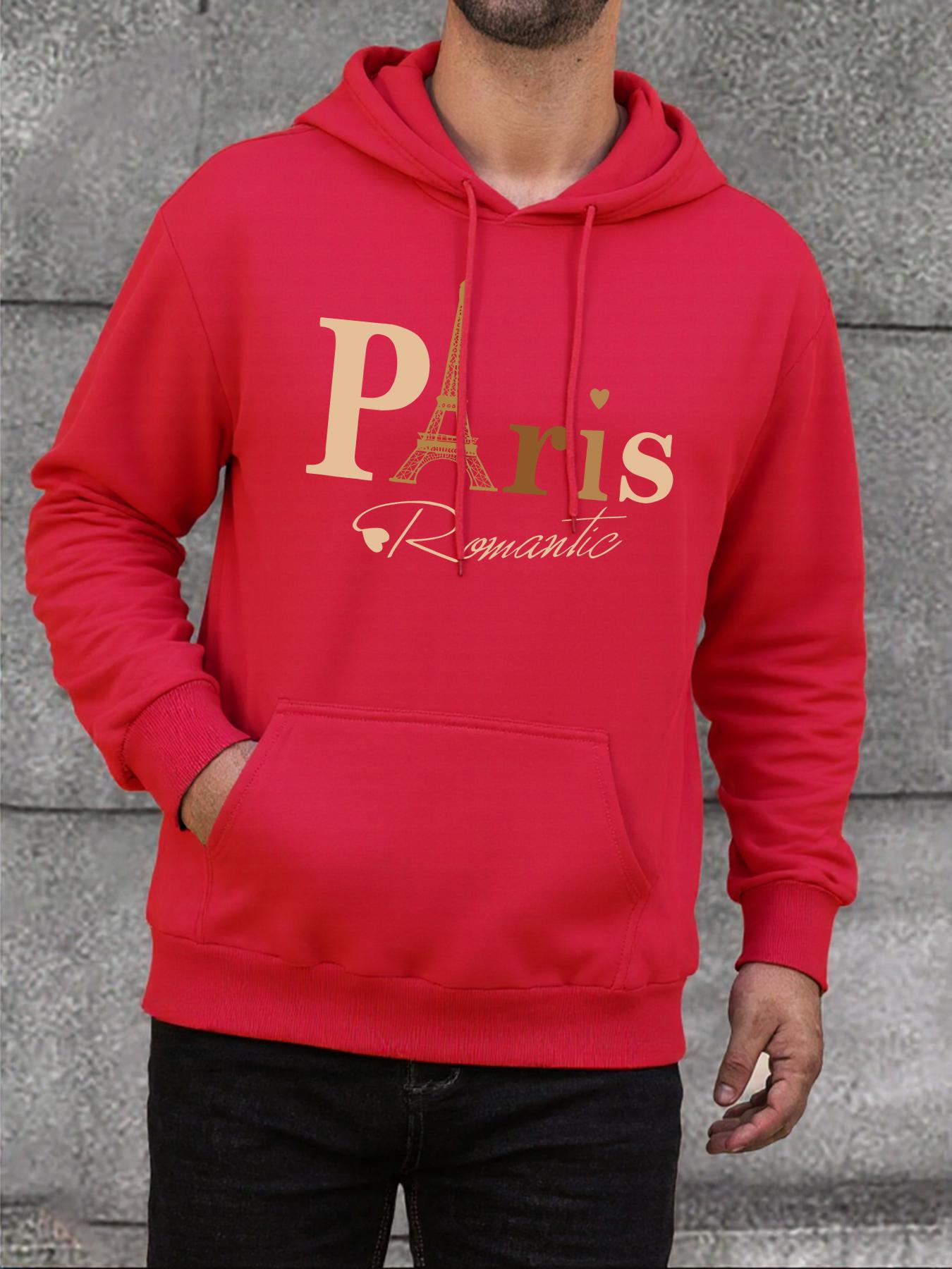 

Paris Romantic Eiffel Tower Print Man s Hoodie Street Hip Hop Clothes Fashion Casual Hoody Autumn Loose Soft Sportswear Male S