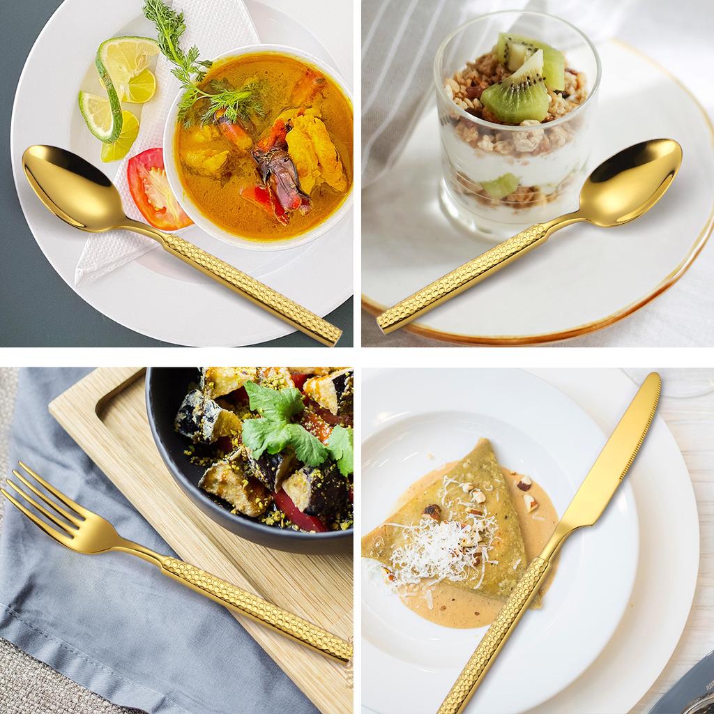 Thickened Cutlery Set 430 Stainless Steel 24 Piece Set Gift Box Home Western Style Steak Hammer Pattern Knife Fork Spoon