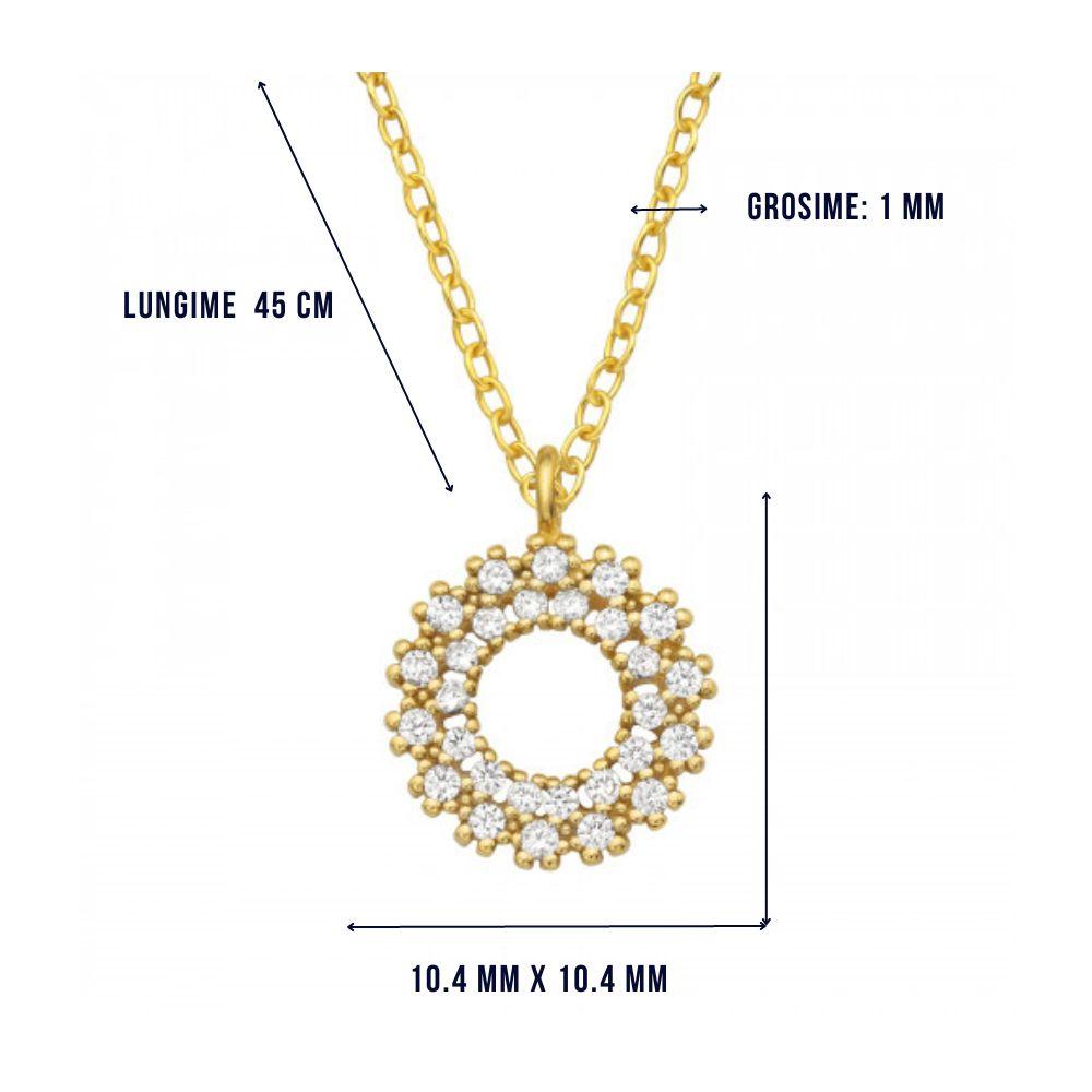 Colier Argint 925 Plated with Gold Double Circle Boutique 23 Necklace 45cm Gold Jewelry Box Gift