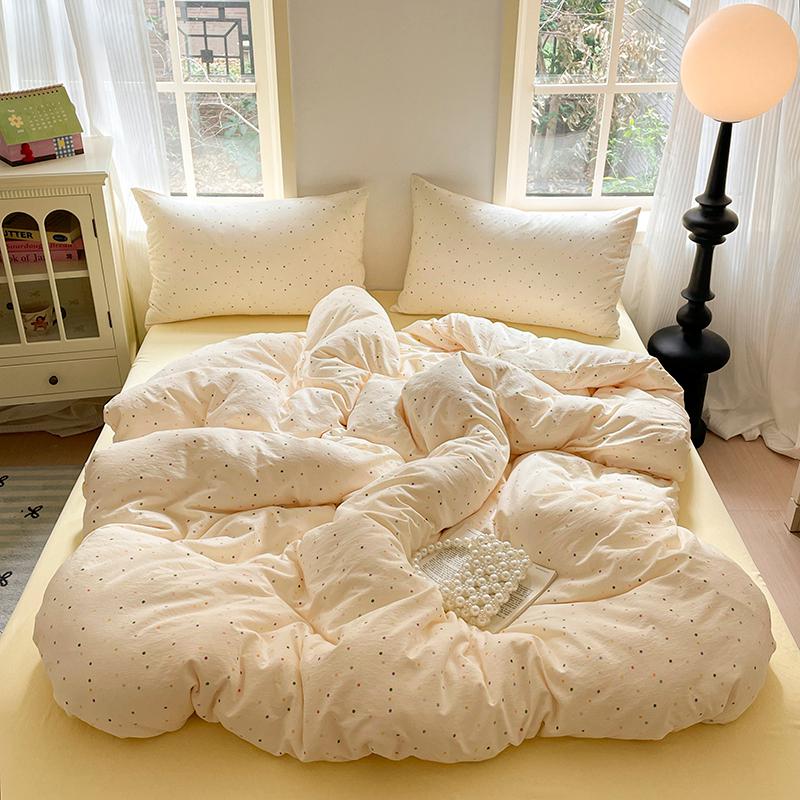 Cute Girl Duvet Cover Set Floral Pastoral Style Duvet Cover Fluffy Comfortable 4Pcs Bedding Set with 1Flat Sheet Pillowcase