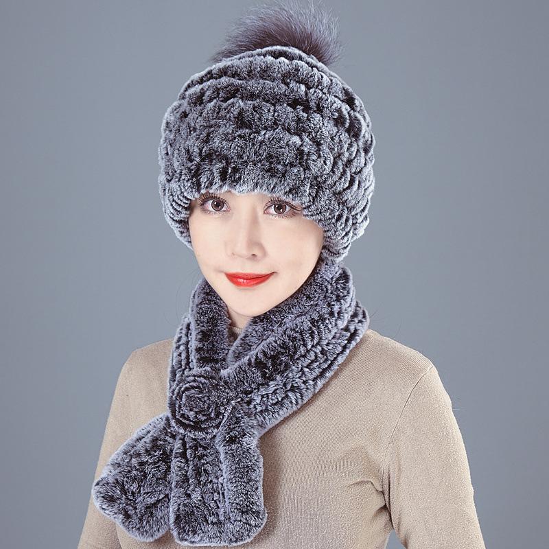 Old Man In Fur Rex Rabbit Hair Hat Ladies Autumn and Winter Mom Old Woman Warm Fox Hair Grandma Top Hat