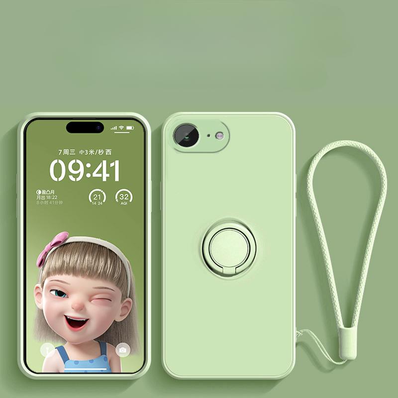 

Для iPhone 16E 16 E жидкий силиконовый чехол-подставка для телефона для iPhone SE 4 2025 SE4 5G ремешок магнитный мягкий чехол из ТПУ чехол For iPhone 16E циан