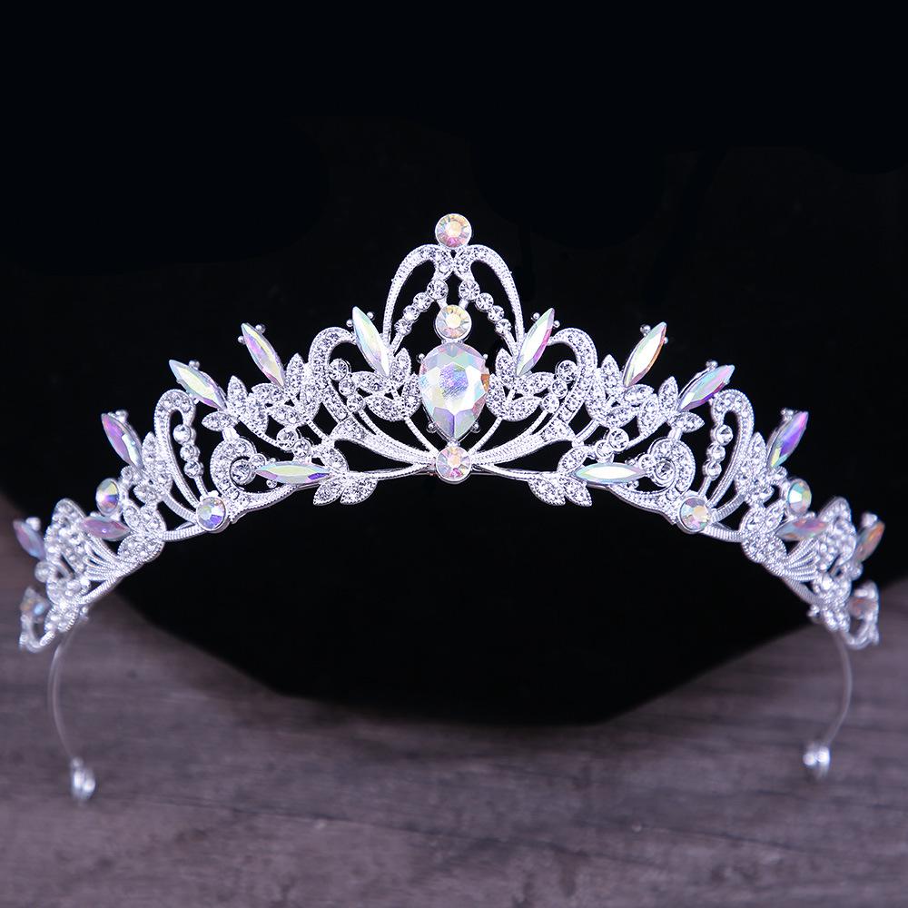 DIEZI Baroque Luxury Girls AB Red Green Blue Crystal Bridal Wedding Tiara Crown Bride Queen Headbands Hair Jewelry Accessories