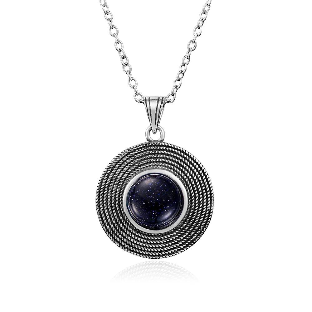 10MM Stone Round Pendant Necklace Silver High Quality Natural Tiger Eye Rhodochrosite Wedding Gift Luxury Jewelry