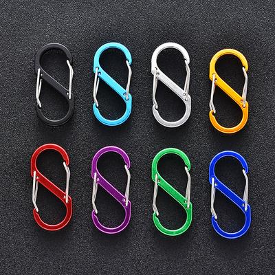 2pcs S Shape Carabiner Aluminum Alloy 8 Figure Clip for Outdoor Water Bottle Keychain Hooks Hiking Fishing Hooks