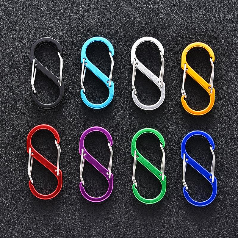 2pcs S Shape Carabiner Aluminum Alloy 8 Figure Clip for Outdoor Water Bottle Keychain Hooks hiking Fishing Hooks