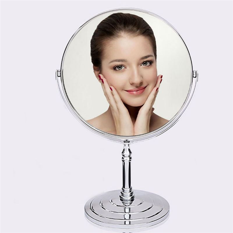 A44Z-Tabletop Mount Vanity Round Mirror Desktop Makeup Mirror Double Rotating Dressing Mirror Desktop Dressing Mirror